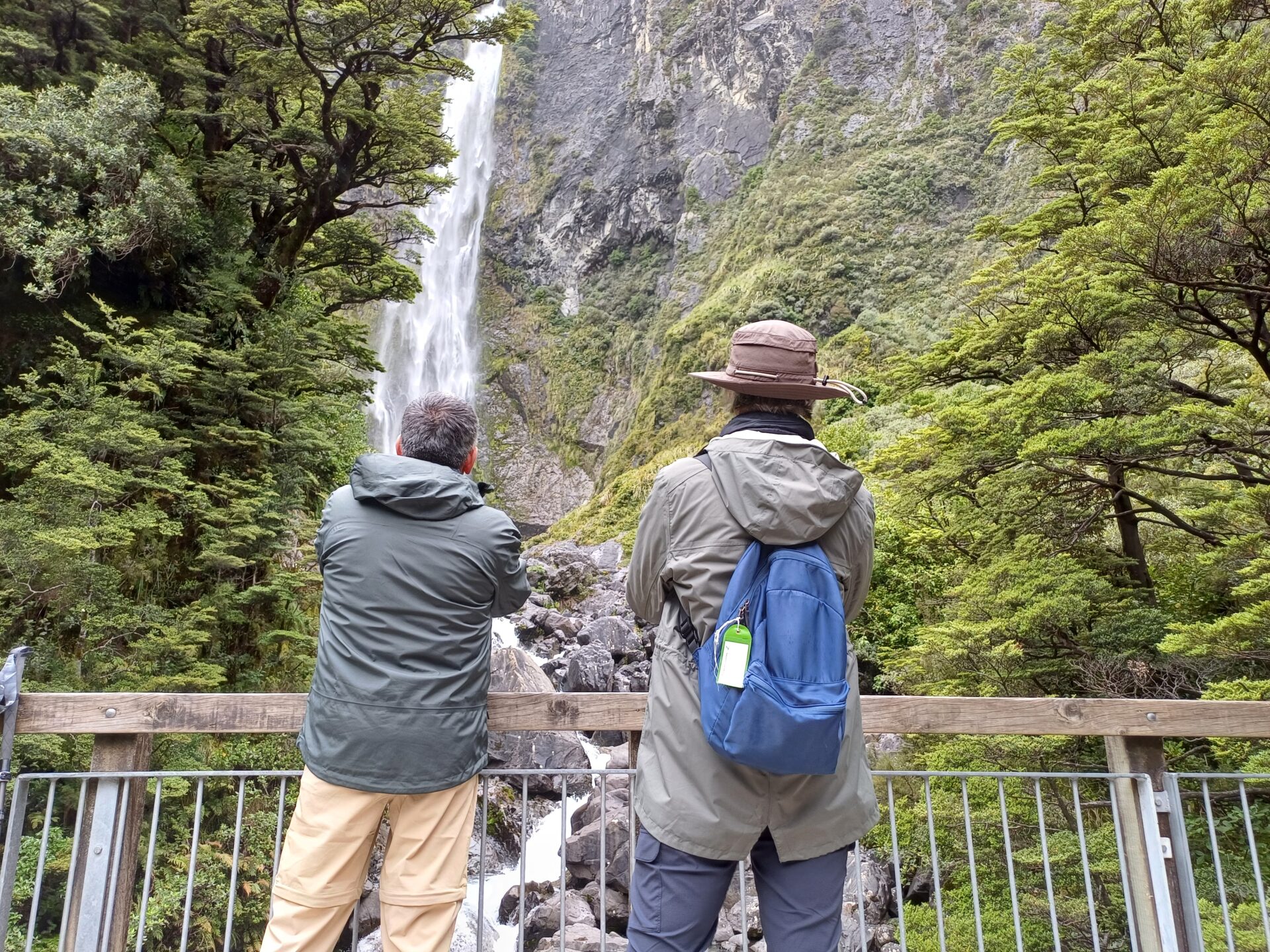 Arthur's Pass viewing platform looking at Devils Punchbowl waterfall