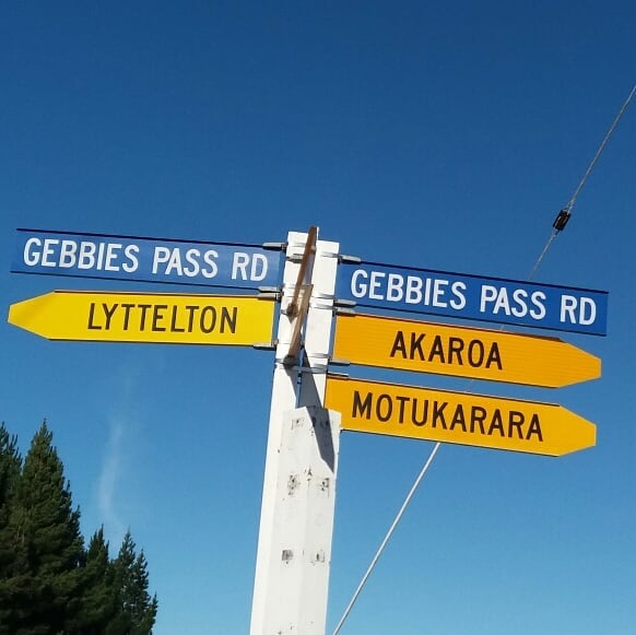 Gebbies Pass road sign